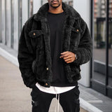 Riolio Chic  Winter Jacket Thick Fluffy Men Jacket Thermal Outwear Winter Coat for Dating