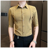 Riolio  New Summer Mid-sleeved Shirt Men Fashionable Men Versatile Shirt
