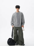 Riolio  hoodie Men Solid Color Round Neck Sweatshirt Long Sleeve Pullover Soft Comfortable Crewneck Sweatshirt For Autumn Casual Wear
