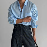 Riolio  Linen Long-sleeved Shirt Men's Spring Autumn Retro Style Loose Thin Breathable Shirt