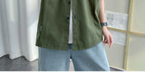 Riolio Working Pocket Solid Color Pure Cotton Short-sleeved Shirt Fashionable Summer Lapel Button Functional Half-sleeved Cardigan