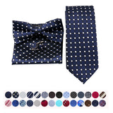 Riolio  Business Men Tie Set With Bowtie Pocket Square Cufflinks Necktie Suit Set Paisley Dot Floral Style New Fashion Classic Bow Tie