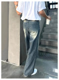 Riolio Autumn New Chic Men Straight Jeans Light Luxury Stylish Vintage Denim Pants Korean Style Urban Fashion Leisure Washing Trousers