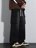 Riolio  New Men's Baggy Straight Cargo Jeans Elastic Waist Vintage Blue Black Smoky gray Denim Pants Fashion High Street Male Trousers