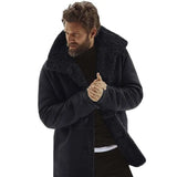 Riolio Winter Men Fleece Thick Warm Coat Outwear Fashion Male Trench Leather Jacket Long Sleeve Fur Mens Overcoat Clothing