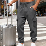 Riolio  Men's Textured Cargo Pants Elastic Waist Drawstring Joggers with Pockets Casual Trousers
