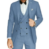 Riolio  Formal Elegant Men Suit Slim Fit 3 Piece Blazer Vest Pants Sets Tuxedo Set for Wedding Double Breasted Notched Lapel Men Suit