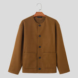 Riolio  Double-Sided Casual Jacket Design-Sense Collarless Loose Fitted Wool Coat