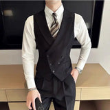 Riolio Japanese High-end Smart Casual Vest Men's Vest Pants Set Korean Elegant Wear 2025 Summer New Blazer Vest Aesthetic Waistcoat