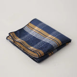 Riolio  24cm Korean Striped Plaid Pocket Square Men Young Boys Brown Casual Handkerchief Scarf Personalized Versatile Suit Pocket Towel