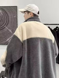 Riolio Thiened Lamb Velvet Jaet for plus Size Men Winter Warm Loose Fit Faionable Youth Zipper Closure  Color Casual Coat
