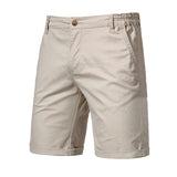 Riolio  New Summer 100% Cotton Solid Shorts Men High Quality Casual Business Social Elastic Waist Men Shorts 10 Colors Beach Shorts
