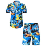 Riolio 1 set Summer Hawaii Trend Print Sets Men Hawaii Shorts Shirt Clothing Set Casual Palm Tree Floral Shirt Beach Short Sleeve Suit