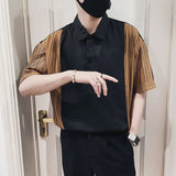 Riolio  Spliced contrasting Shirt Men's Trendy Brand Slim Short-sleeved Shirt Men's Summer Trendy Casual Versatile Tops