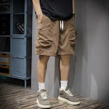 Riolio  Japanese Trendy Retro Versatile Loose Straight Workwear Five-point Casual Pants