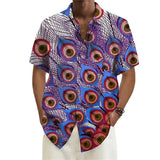 Riolio Fashion new men's shirt Hawaiian shirt geometric print Cuba collar white Hawaiian short sleeve plus size high quality coat