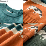 Riolio New 2025 Autumn Winter Men Cows Vintage Sweaters Pullover Mens O-Neck Korean Fashions Sweater Casual Harajuku Clothes Knitted