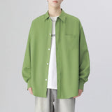 Riolio 6 Colors Men's Baggy Long Sleeve Shirt Fashion Korean Lapel Coat Tops Youth Casual Classic Simple Male Clothes Trendy Brand