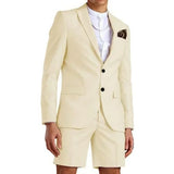 Riolio  Men's Slim Fit 2-Piece Suit Set with Notched Lapel Blazer And Shorts Tuxedo Fashion Summer Wedding Sports