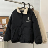 Riolio  Autumn and Winter American Street Trendy Men and Women Personalized Thick Jacket Couple Loose Retro Stand up Collar Harajuku Top