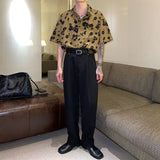 Riolio  Retro Wind Flower Loose Handsome Casual Short -sleeved Shirt Men