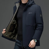 Riolio Male Windproof Casual Winter Parkas Slim Fit Warm Removable Hat Men Aviator Windbreaker New Jacket Fashion Men Military Parkas