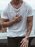 Riolio  Solid Color Basic T-shirts Men Short Sleeve O Neck Casual Tees Shirt Summer Clothes Mens Fashion Loose Pullovers Tops Streetwear