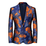 Riolio Fashion New Men's Casual Boutique Business Wedding Host Slim Bronzing Suit Flower Jacket Dress Blazers Coat