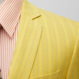 Riolio  New Hot Sale Of The Season Men's Yellow Stripes Casual Two-Piece Suit Korean Style Business Leisure Fashion Polyester Blend R...