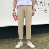 Riolio  Men Korean Version of Casual Four-season Nine-point Loose Straight-tight Trend Solid Color Versatile Work Trousers