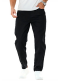 Riolio  Men's black casual pants, loose, comfortable and versatile trousers, suitable for daily commute, sports and fashion.