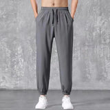 Riolio Men's Summer Thin Ice Silk Quick Dry New Loose Sports Trend All Tie Feet Casual Pants Sweatpants 90s Vintage Clothes