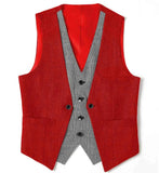 Riolio  Men's Suits Vest V Neck Fake Two Pieces Herringbone Wool Business Fashion Style Formal Men's Waiscoat For Wedding