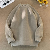 Riolio Brand Sweaters Trend Mans Autumn Winter Solid Color Splicing Loose O Neck Oversize Pullover New Man Motion Clothes