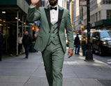 Riolio  Elegant Matching Men's Formal Wear Ensemble Men's Classic Suit 3-Piece Peak Lapel Blazer Vest Pant Slim Fit