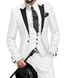 Riolio  3 Piece Purple Men's Suit Notch Lapel 1 Buttons Slim Fit Blazer Vest Pant Set Breathable Lightweight For Groom Business Casual