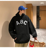 Riolio Letter Print ABC Men's Hoodies 2025 Autumn new sudadera hombre Korean Fashion Harajuku Pullover Hip Hop Long Sleeve Hooded