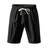 Riolio  Men's Striped Linen Blend Shorts Elastic Waist Drawstring Casual Beach Shorts