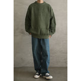 Riolio Heavy Japanese Sweater Loose Round Neck Pullover Fashionable High-end Red Sweater Men Women's Inner Base Knitted Sweater Chic