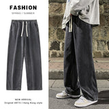 Riolio New Korean Fashion Loose Jeans Classic Straight Straight Baggy Wide Leg Trousers Street Hip Hop Pants 3XL Black Grey Blue