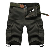Riolio  Summer Cotton Cargo Shorts Men Multi Pocket Solid Color Mens Casual Shorts Fashion Military Knee Length Short Pants No Belt