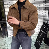 Riolio  New Trendy Men Jacket Autumn Casual Textured High Street Dual Zippers Long Sleeve Coat Hong Kong Style Flight Short Jacket L-4XL