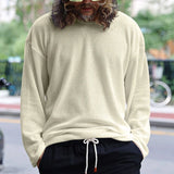 Riolio Spring And Autumn Korean Style Sweater Men's Casual Loose Plus Size men's Clothing Waffle Fabric Crew-neck Long-sleeved Pullover