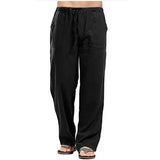 Riolio  Cross-Border Men's Plus Size Cotton Linen Pants Breathable Sweat Absorbent Casual Bell Bottoms Basic Style Stock Available