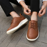 Riolio  Men's Shoes PU Fabric Spring and Autumn Brown Men's Casual Shoes Black Comfortable Classic Walking Shoes Flat Bottom