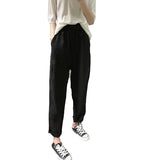 Riolio  Men's Summer Thin Cotton Linen Loose Fit Casual Pants Straight Leg Nine-Tenths Length Faionable Versatile Low Maintenance