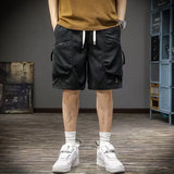 Riolio  Japanese Trendy Retro Versatile Loose Straight Workwear Five-point Casual Pants