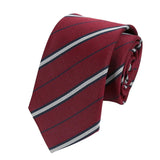 Riolio  Burgundy Luxury 7CM Ties for Women Mens Fashion Necktie Stripes Groom Neck Tie Wedding Party College Style Tie JK Accessories