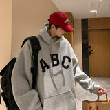 Riolio Letter Print ABC Men's Hoodies 2025 Autumn new sudadera hombre Korean Fashion Harajuku Pullover Hip Hop Long Sleeve Hooded