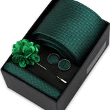 Riolio  Men Necktie Flower Pin Set With Box Luxury Necktie Handkerchief Brooch With Cufflinks Set Gift Box Wedding Men Suits Gravatas
